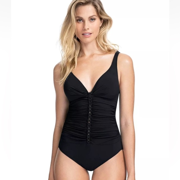 Gottex Profile One Piece Black Bathing Suit Size 8D - Picture 1 of 11